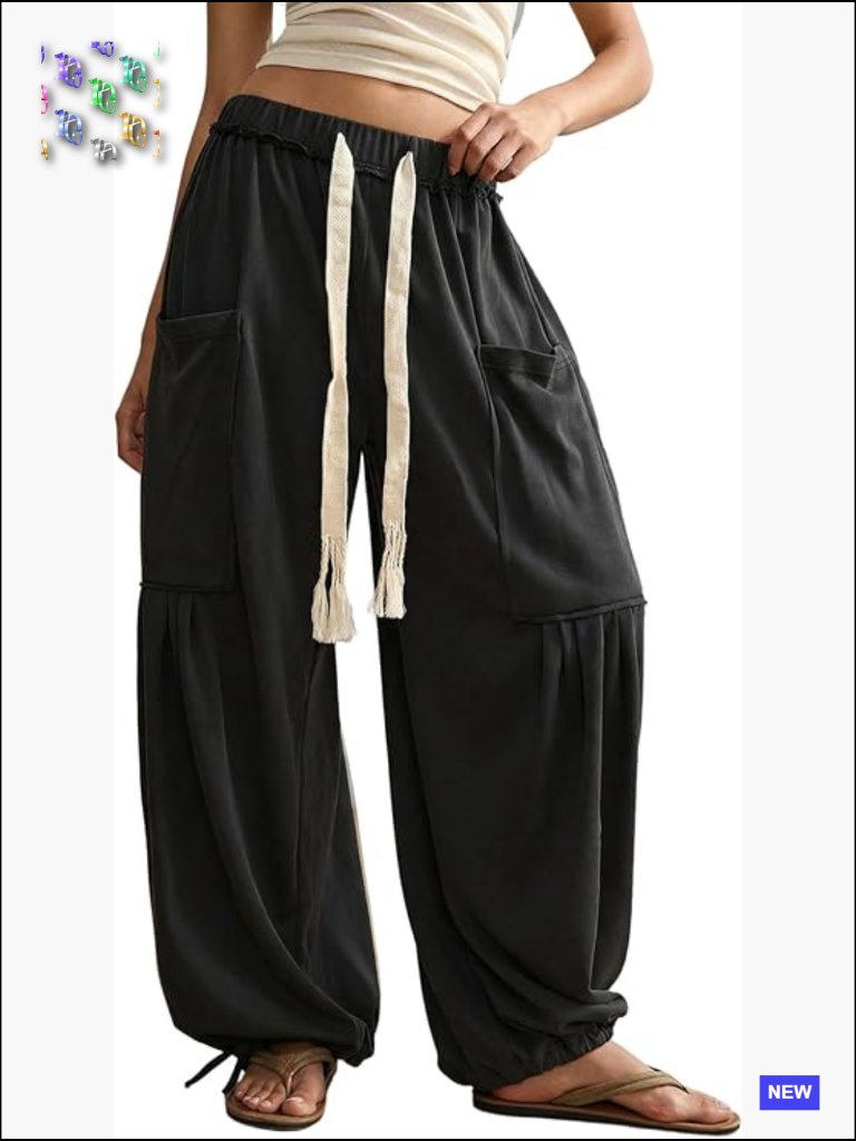Baggy Sweatpants Drawstring Waist Jogger Pants With Pocket Casual Wide Leg